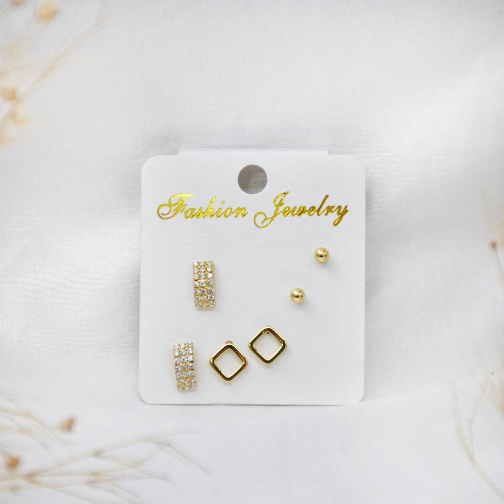 Trio Luxe Gold Stud Set