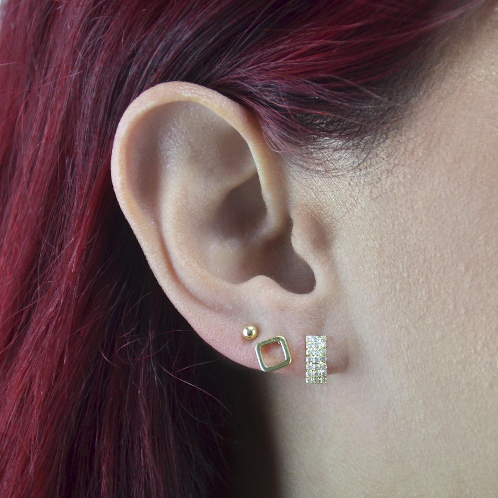 Trio Luxe Gold Stud Set