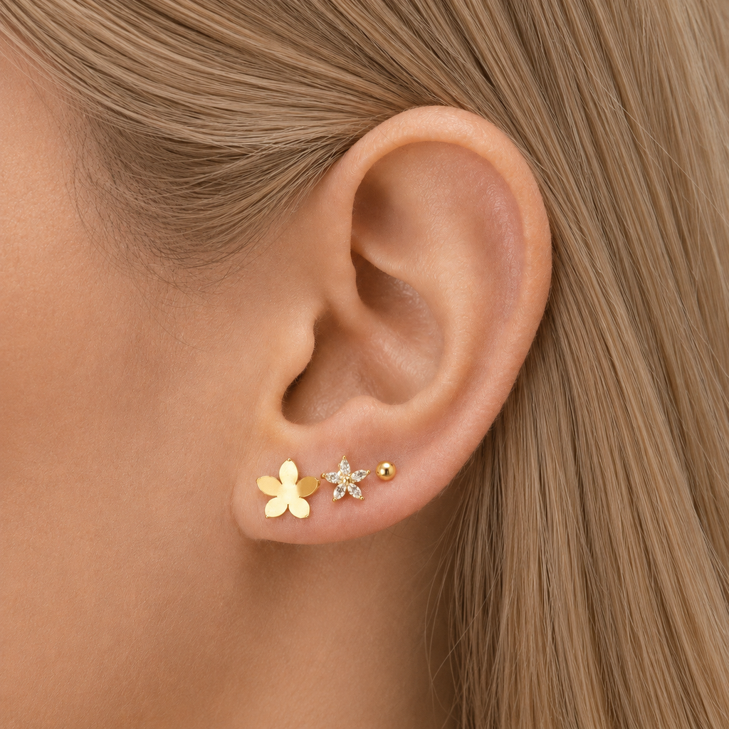 Trio Sparkle Bloom Stud Set